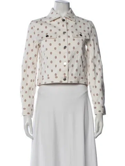 Pre-owned Hermes Printed Denim Jacket W/ Tags In White
