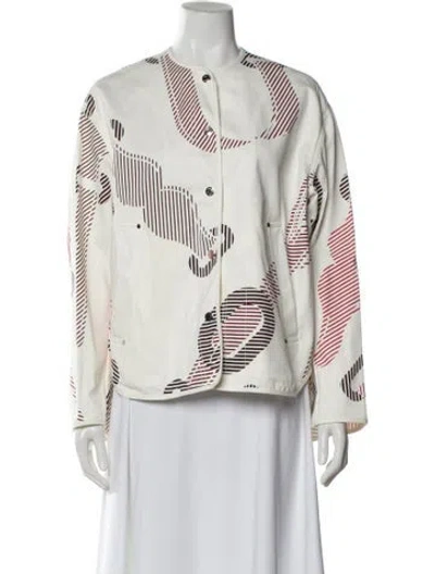 Pre-owned Hermes Printed Evening Jacket In White