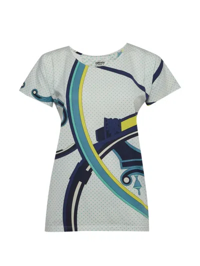 Pre-owned Hermes Printed Jersey T-shirt In Blue