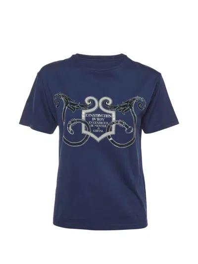 Pre-owned Hermes Printed Jersey T-shirt In Blue