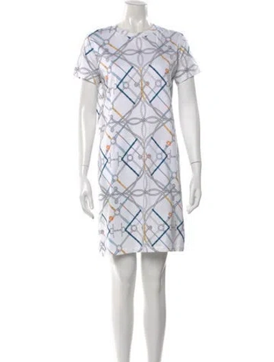 Pre-owned Hermes Printed Knee-length Dress In White