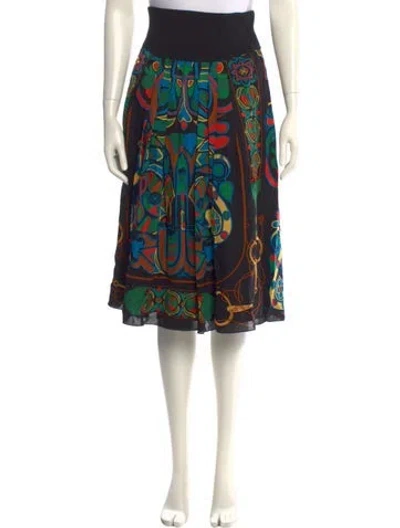Pre-owned Hermes Printed Knee-length Skirt In Black