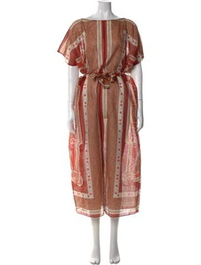 Pre-owned Hermes Printed Long Dress In Multi