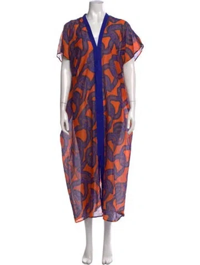 Pre-owned Hermes Printed Long Dress In Purple
