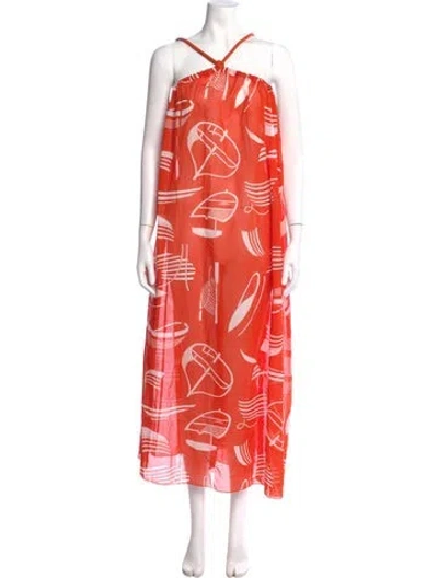 Pre-owned Hermes Printed Long Dress W/ Tags In Multi