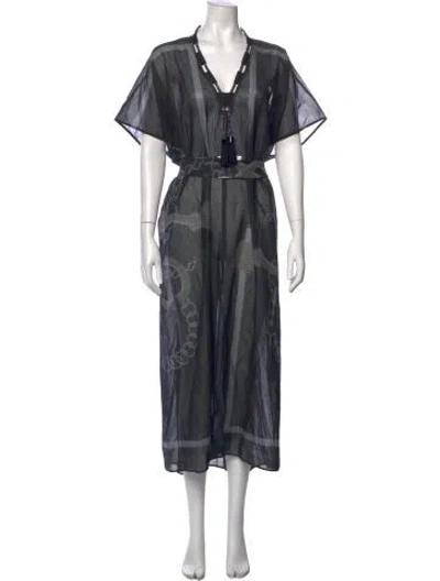 Pre-owned Hermes Printed Long Dress W/ Tags In Multi