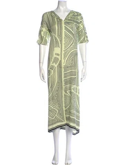 Pre-owned Hermes Printed Long Dress In Yellow