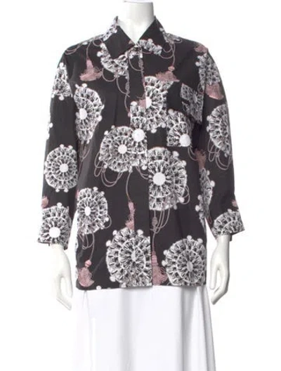 Pre-owned Hermes Printed Long Sleeve Blouse In Multi