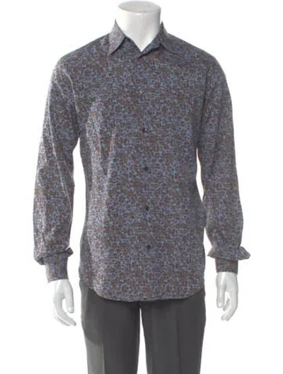 Pre-owned Hermes Printed Long Sleeve Shirt In Blue