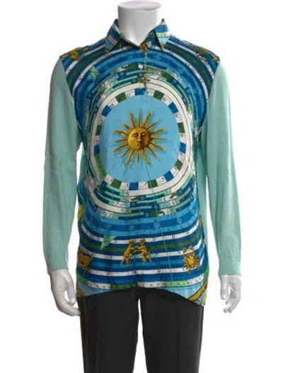 Pre-owned Hermes Printed Long Sleeve Shirt In Multi