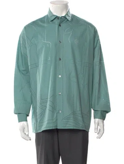 Pre-owned Hermes Printed Long Sleeve Shirt W/ Tags In Green