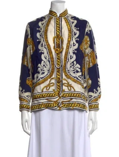 Pre-owned Hermes Printed Long Sleeve Top In Black