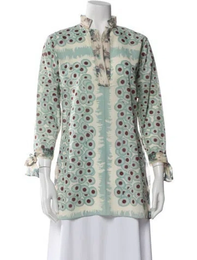 Pre-owned Hermes Printed Long Sleeve Tunic In Neutrals