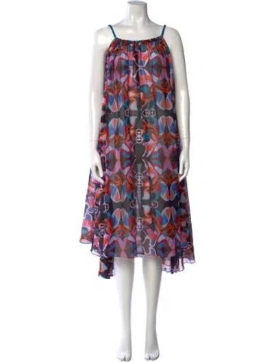 Pre-owned Hermes Printed Midi Length Dress In Black