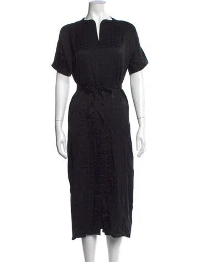 Pre-owned Hermes Printed Midi Length Dress In Black