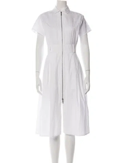 Pre-owned Hermes Printed Midi Length Dress In White