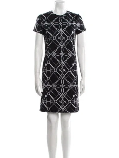 Pre-owned Hermes Printed Mini Dress In Black