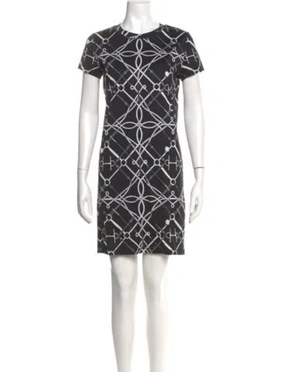 Pre-owned Hermes Printed Mini Dress In Black