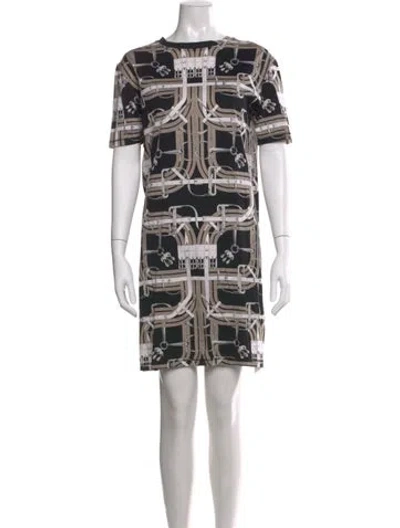 Pre-owned Hermes Printed Mini Dress In Black