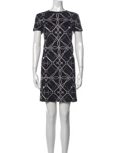 Pre-owned Hermes Printed Mini Dress In Black