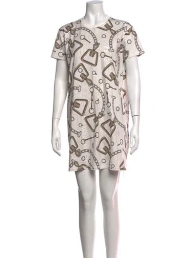 Pre-owned Hermes Printed Mini Dress In Black/white