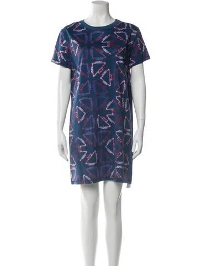 Pre-owned Hermes Printed Mini Dress In Blue