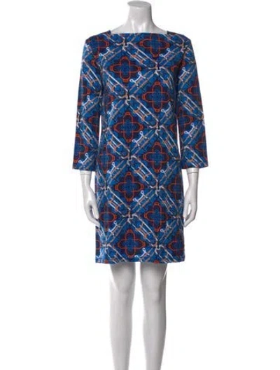 Pre-owned Hermes Printed Mini Dress In Blue