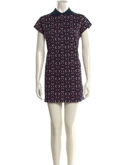 Pre-owned Hermes Printed Mini Dress In Blue