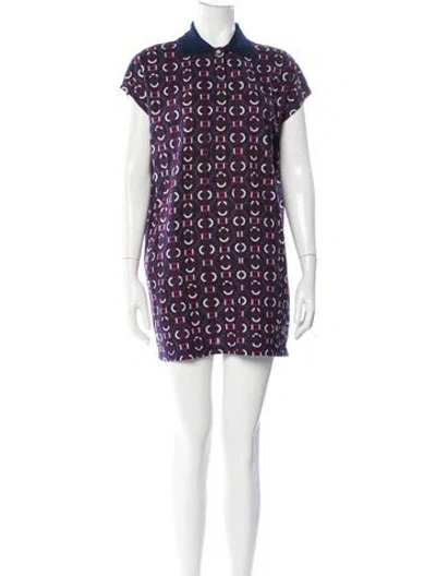 Pre-owned Hermes Printed Mini Dress In Blue