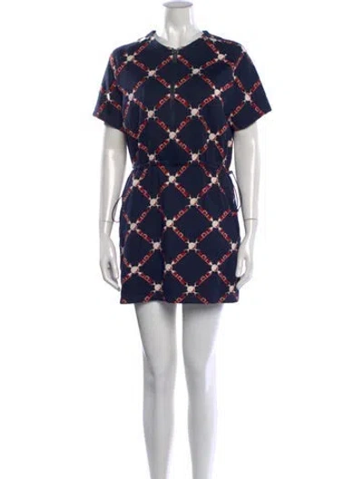 Pre-owned Hermes Printed Mini Dress In Blue