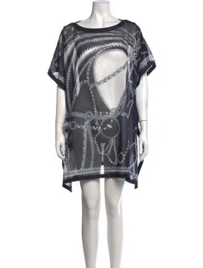 Pre-owned Hermes Printed Mini Dress In Blue