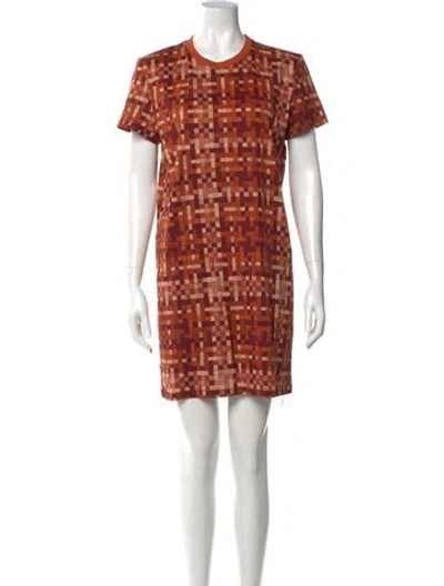 Pre-owned Hermes Printed Mini Dress In Brown