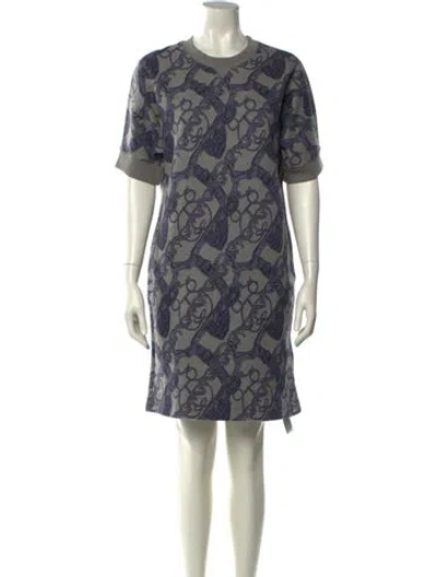 Pre-owned Hermes Printed Mini Dress In Gray