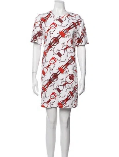 Pre-owned Hermes Printed Mini Dress In Grey