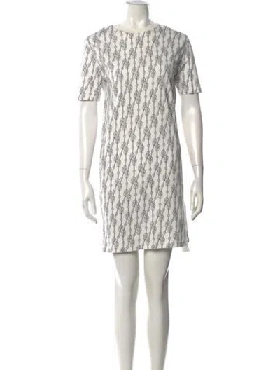 Pre-owned Hermes Printed Mini Dress In Neutral