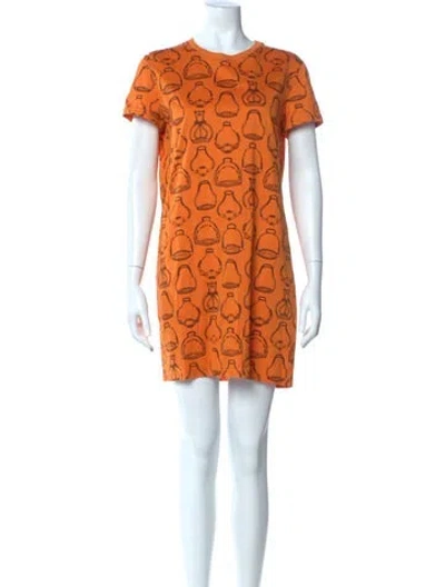 Pre-owned Hermes Printed Mini Dress In Orange