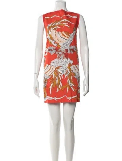 Pre-owned Hermes Printed Mini Dress In Orange