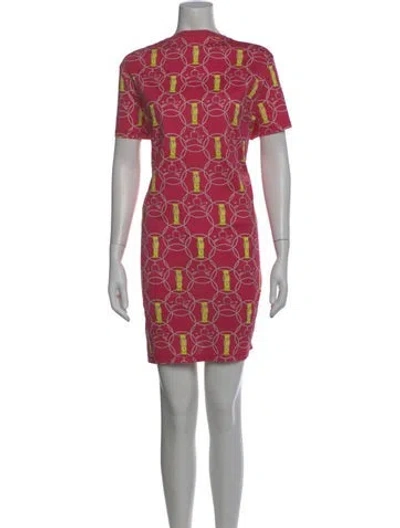 Pre-owned Hermes Printed Mini Dress In Pink