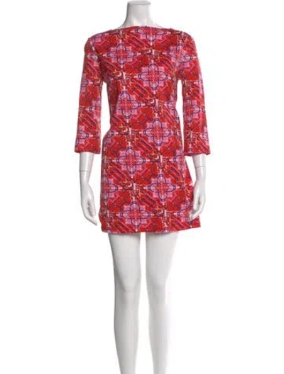 Pre-owned Hermes Printed Mini Dress In Red