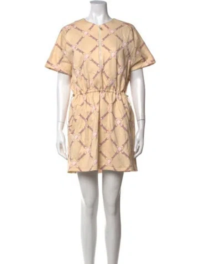Pre-owned Hermes Printed Mini Dress W/ Tags In Neutrals