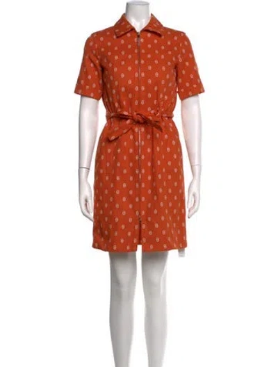 Pre-owned Hermes Printed Mini Dress W/ Tags In Orange