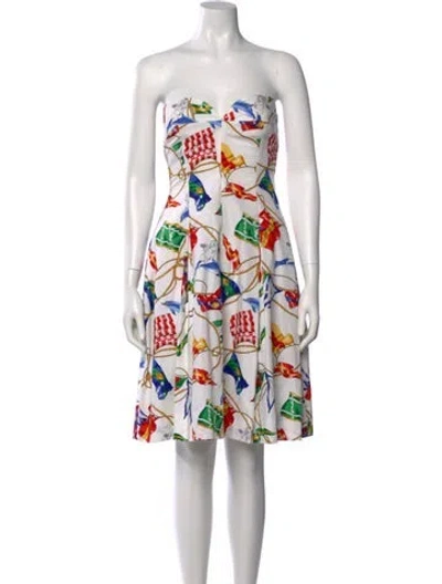 Pre-owned Hermes Printed Mini Dress In White