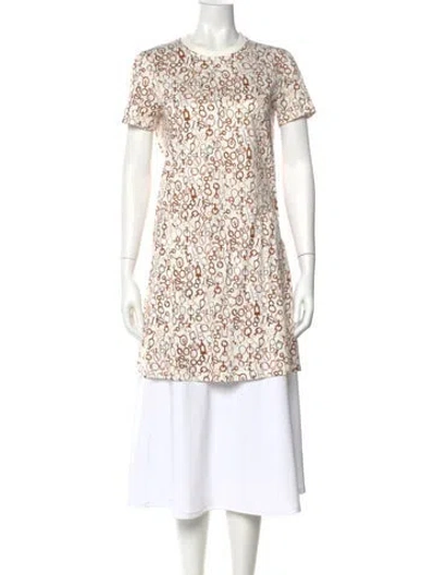 Pre-owned Hermes Printed Mini Dress In White