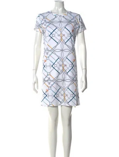 Pre-owned Hermes Printed Mini Dress In White