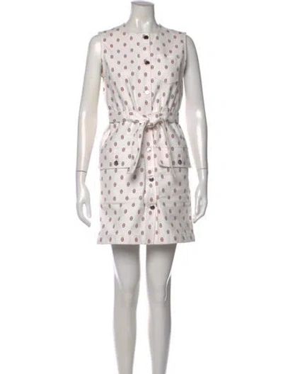 Pre-owned Hermes Printed Mini Dress In White