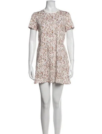 Pre-owned Hermes Printed Mini Dress In White