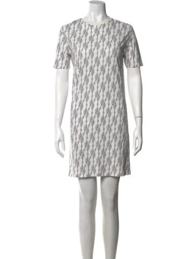 Pre-owned Hermes Printed Mini Dress In White