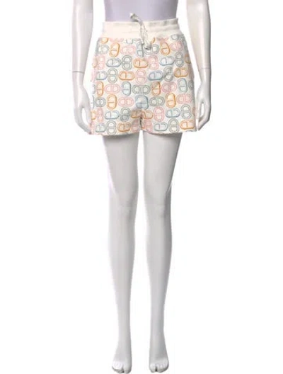Pre-owned Hermes Printed Mini Shorts W/ Tags In White