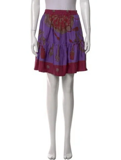Pre-owned Hermes Printed Mini Skirt In Purple