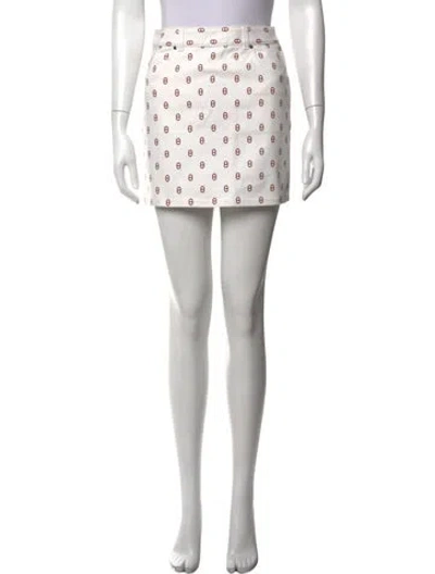 Pre-owned Hermes Printed Mini Skirt In White